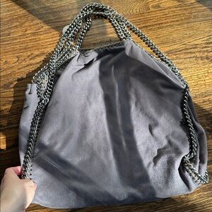 Stella McCartney Falabella Dark Gray Chain-Trim Shoulder Bag